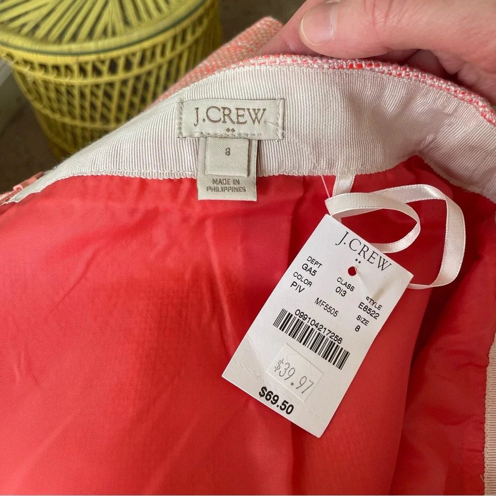 J. Crew NWT Peach Shimmer Mini Pencil Skirt Size 8 - Picture 5 of 6